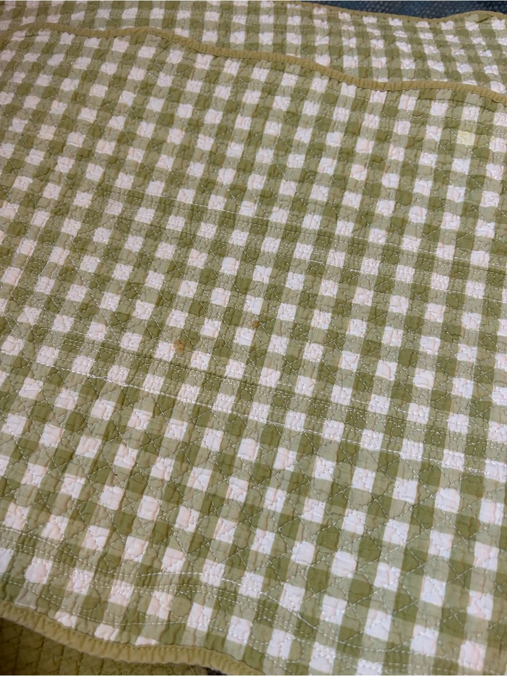 Williams Sonoma Green White Quilted Checkered Placemats Set of 8 Picnic Gingham